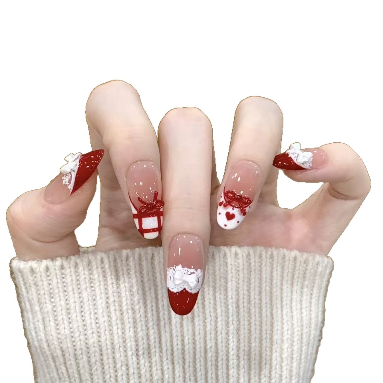 10pcs Handmade Press on Nails  - Christmas Throw Blanket のレビューと価格