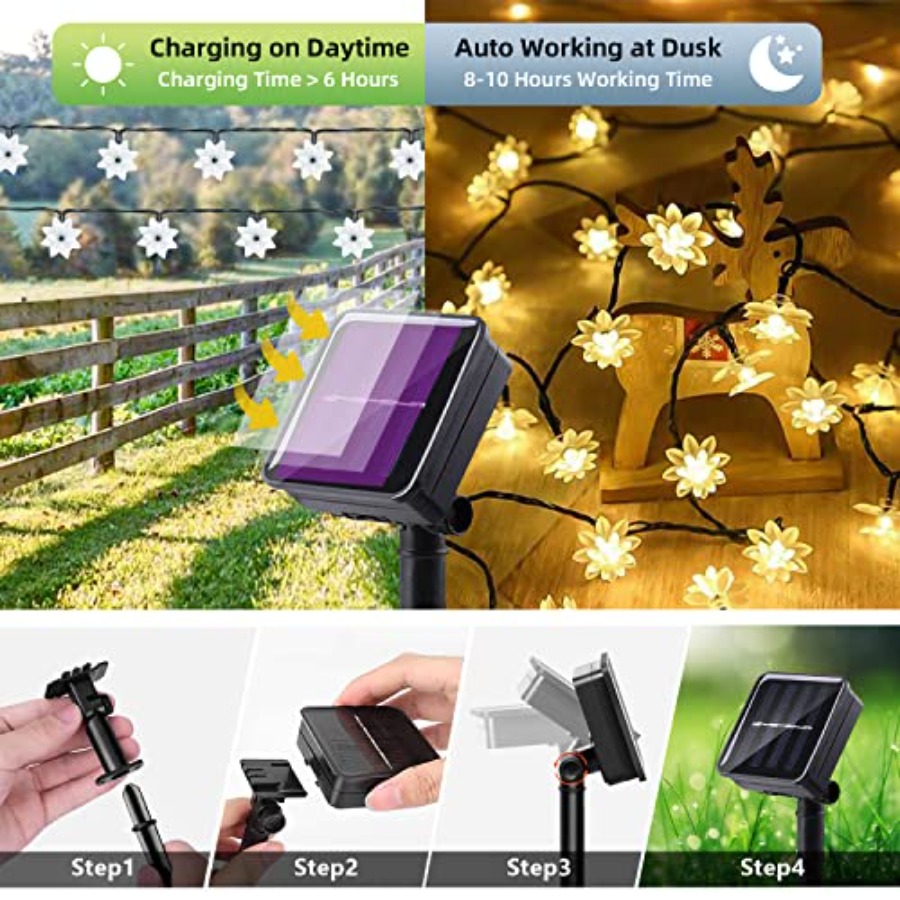 Solar Flower String Lights Out - Christmas Lights Outdoor のレビューと価格