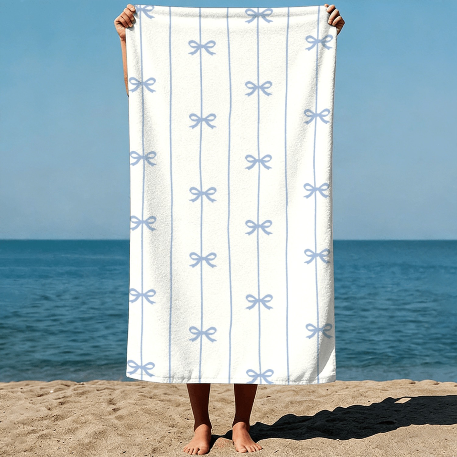 1pc Summer Beach Towel Blue Ri - Ribbon Bow Gift のレビューと価格