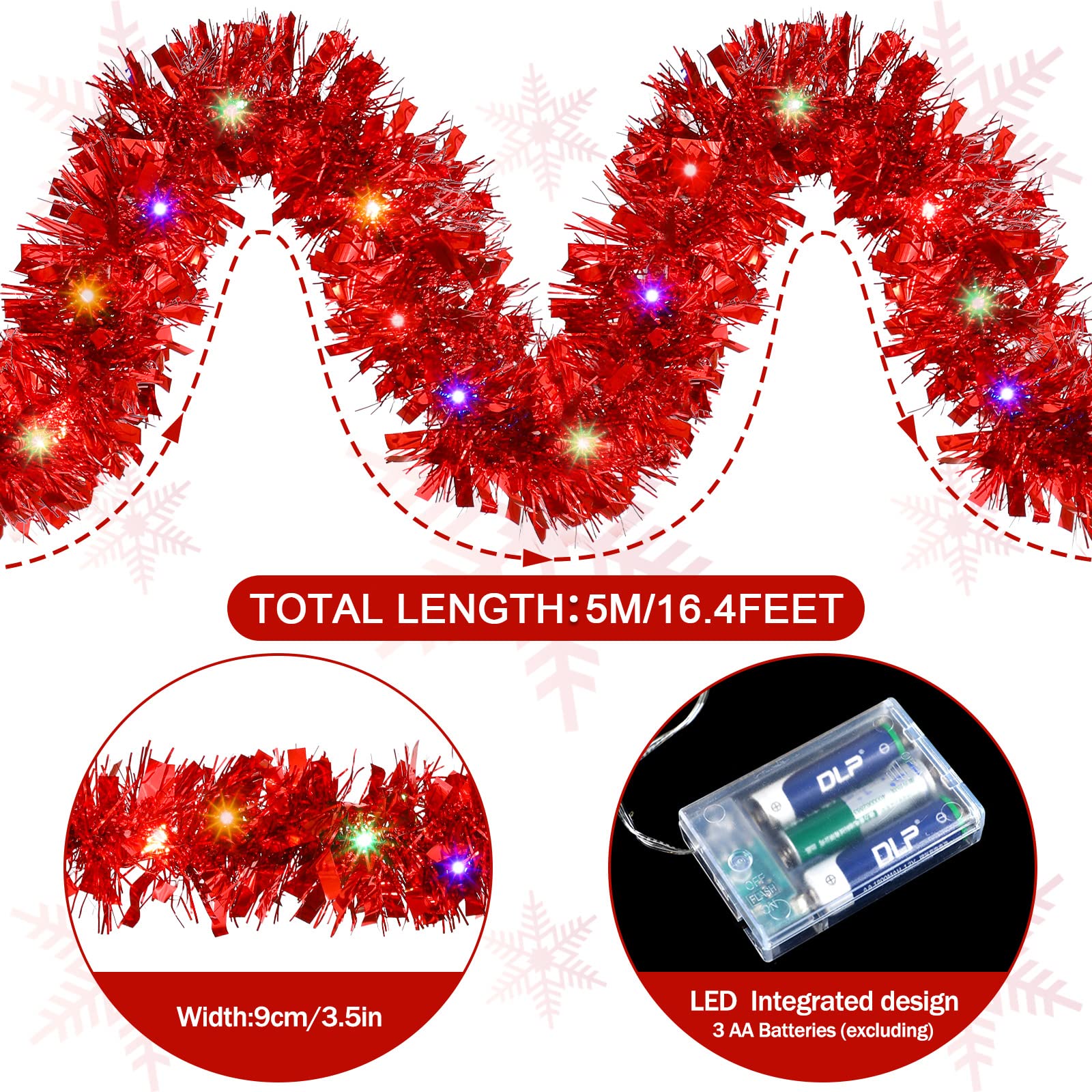 1/3pcs 5M Christmas Tinsel Gar - Tinsel Garland Decoration のレビューと価格