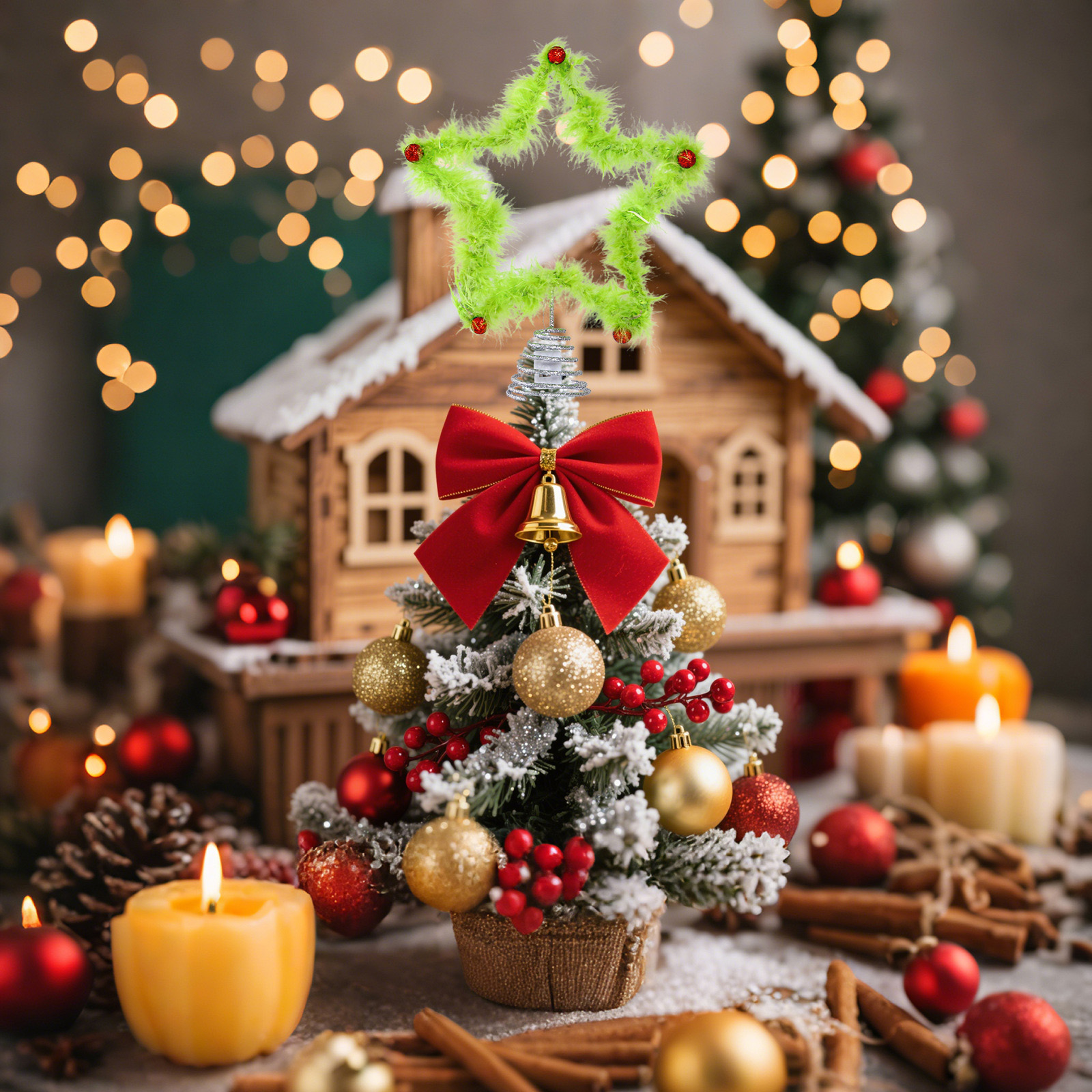 Christmas Fuzzy Grinch Star Tr - Star Tree Topper のレビューと価格
