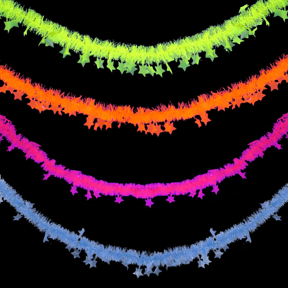 Birthday Theme Fluorescent Mac - Tinsel Garland Decoration のレビューと価格