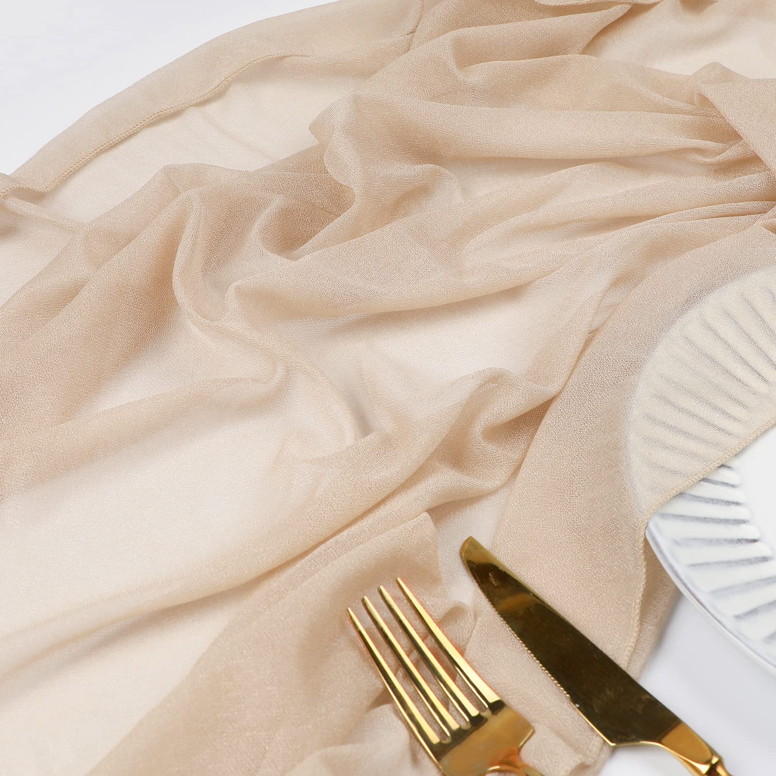 Beige Table Runner Chiffon Tab - Christmas Table Runner のレビューと価格