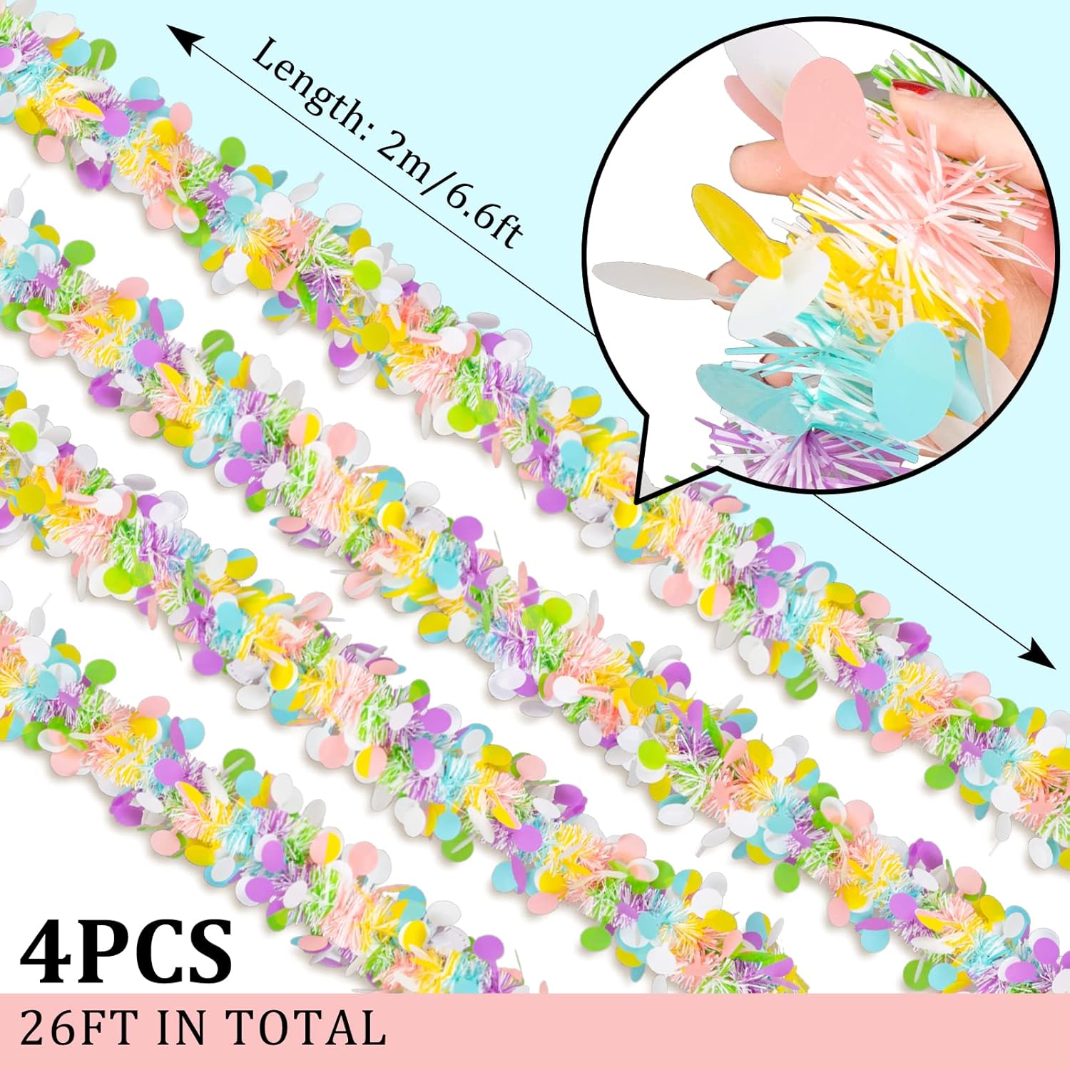4pc Easter Tinsel Garlands Col - Tinsel Garland Decoration のレビューと価格