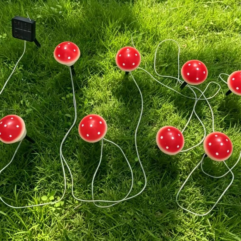Solar Mushroom String Lights W - Christmas Lights Outdoor のレビューと価格