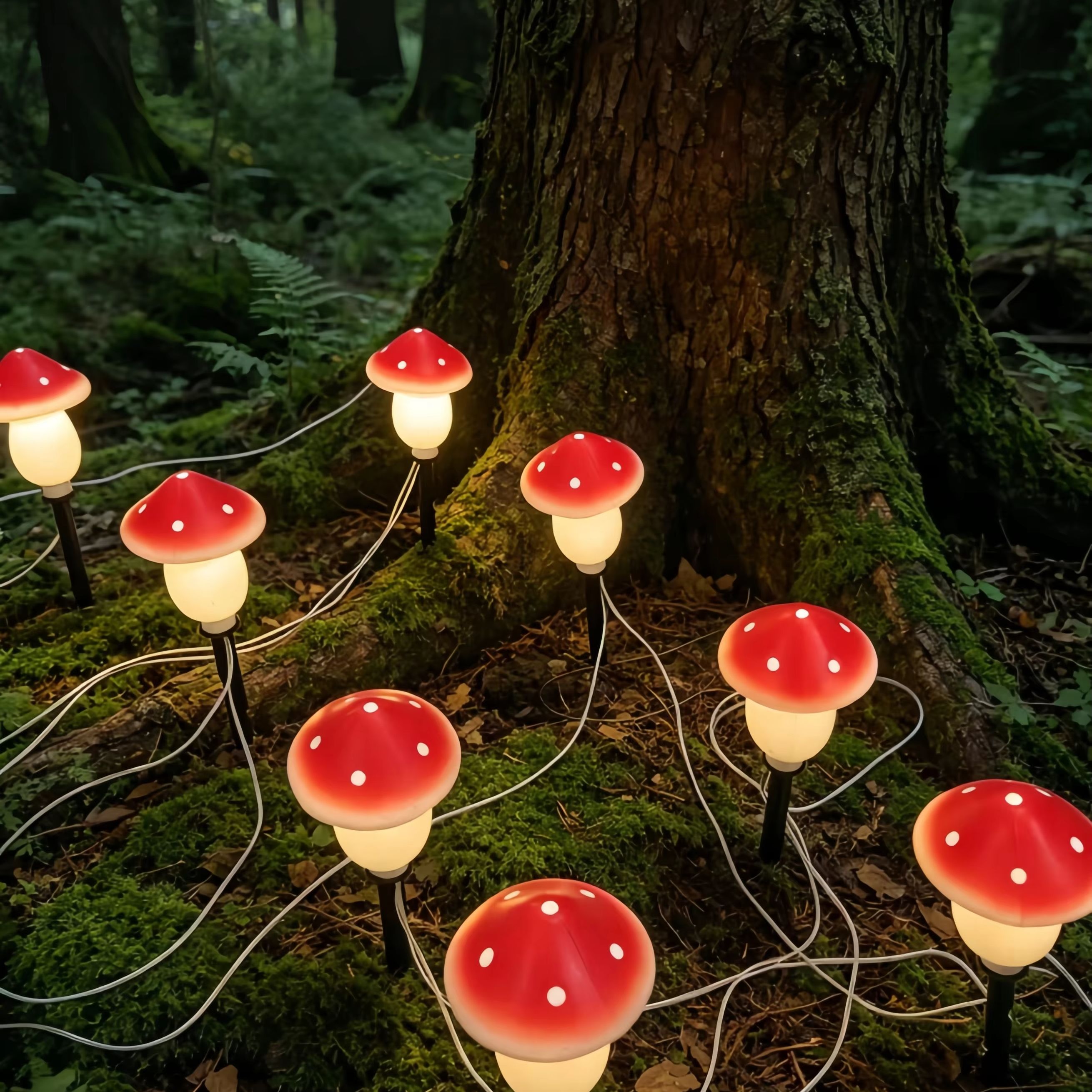 Solar Mushroom String Lights W - Christmas Lights Outdoor のレビューと価格