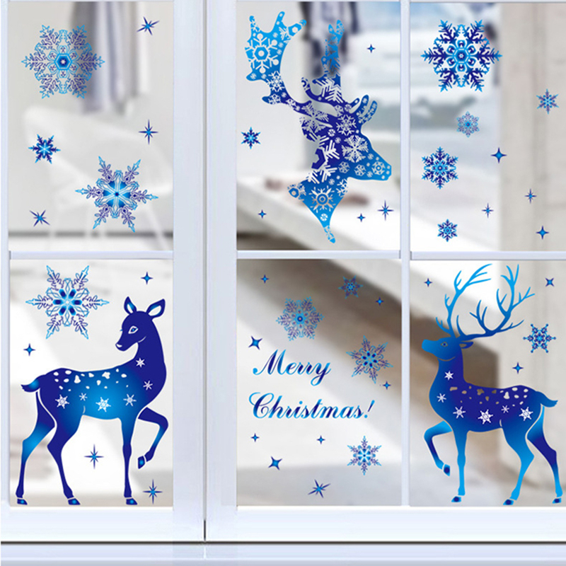 Christmas Window Stickers Elk  - Snowflake Window Decal のレビューと価格