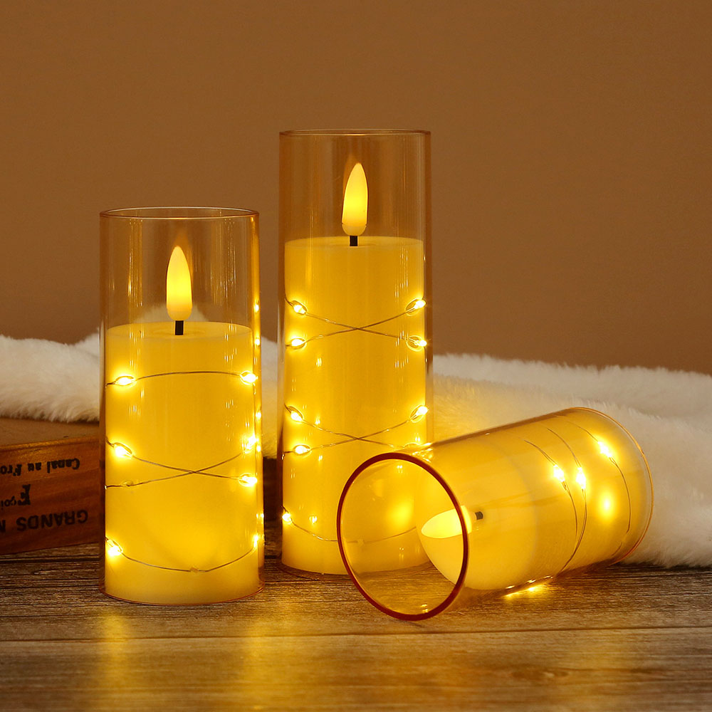 3pcs/set LED Copper Wire Flame - Holiday Candle Set のレビューと価格